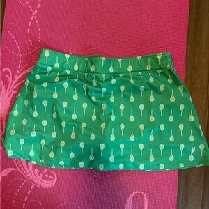 Prince Green Mini Skirt with White Tennis Racket Print